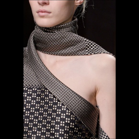 New Haider Ackermann Fall 2013 jacquard weave scarf collar one shoulder blouse - Picture 3 of 14